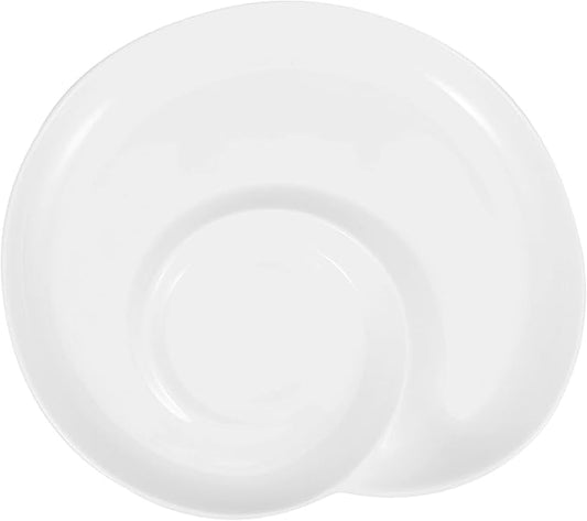 Divided Ceramic Dumpling Plate with Sauce Compartments 6.4-inch Cloud Spiral Design Appetizer Serving Tray for Home and Restaurant Use