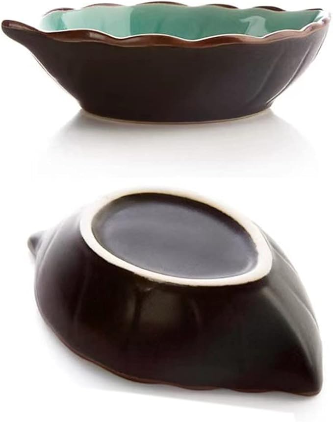 4Pcs Creative Leaf Shape Dipping Bowls Ceramic Dipping Soy Sauce Bowl Dishes Small Fruits Dessert Appetizer Bowl Plates Serving Bowls Dinnerware for Tomato Sauce Condiments BBQ Home Party, 4 Colors