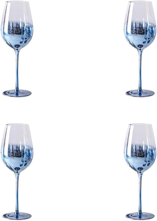 Blue Crystal Glass Red Wine Glasses Set of 4 Tall Wine Glasses,Starry Sky Glass,for White Wine and Champagne (4, Red Wine Glasses-Blue Starry Sky)