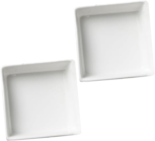 Happyyami 2Pcs Square Ceramic Sauce Dish Premium Condiment Plates for Seasoning for Dipping Sauces Snacks and Appetizers Space Saving Tableware