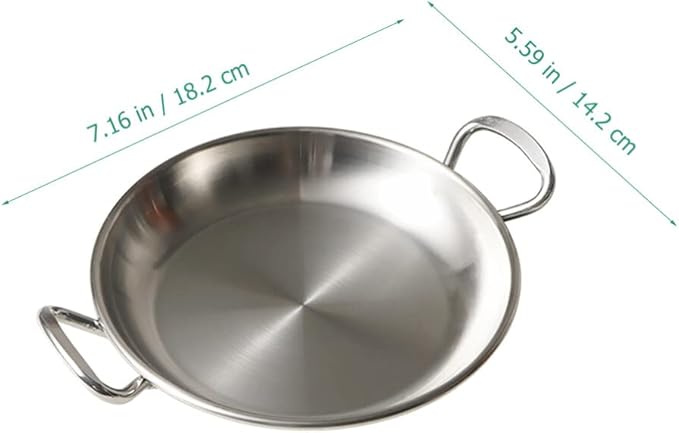 Ciieeo Metal Tray Stainless Steel Round Plate Dish Dessert Plate with Double Handles Snack Appetizer Tray Noodle Bowl Salad Serving for Home Restaurant Camping Silver