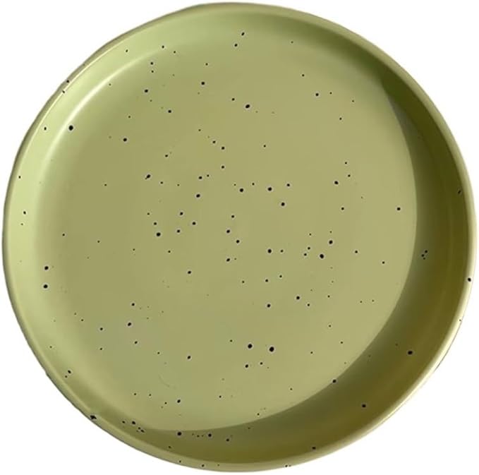 FEELIN Modern Large Dinner Plates Ink Dot Pattern Dining Plate Simple Ceramic Dining Plate Household Kitchen Restaurant Round Plate Vintage Dessert Fruit Tray Stackable Dinner Plates (Color : D)