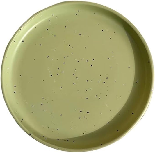 CHICKEN Dinnerware Plates Ink Dot Pattern Dining Plate Simple Ceramic Dining Plate Household Kitchen Restaurant Round Plate Vintage Dessert Fruit Tray Smooth Dinner Plate (Color : D)