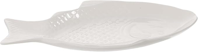 DECHOUS Ceramic Fish Shaped Plate for Serving Snacks and Appetizers Unique Dish for Home and Restaurant Use Creative Design White for Elegant Dining Experience