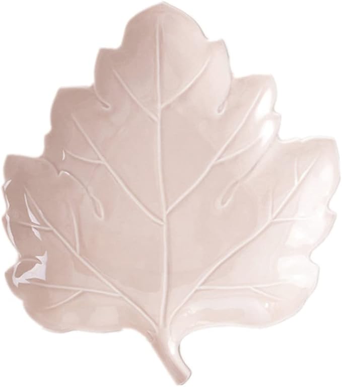 Garneck Ceramic Leaf Pattern Plate Elegant Seasoning Plate for Snacks Desserts Versatile Kitchen Utensil for Home Restaurant Parties Stylish Tableware