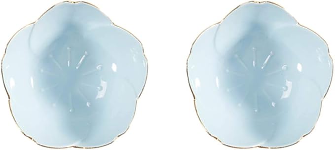 Soup Bowls, Rice Bowls, 2pcs Sauce Dishes Ceramic Seasoning Dipping Bowl Flower Shape Sushi Soy Dipping Bowl Appetizer Plates Serving Dish for Kitchen Home (Blue) Sushi Plates ( Color : Blue , Size :