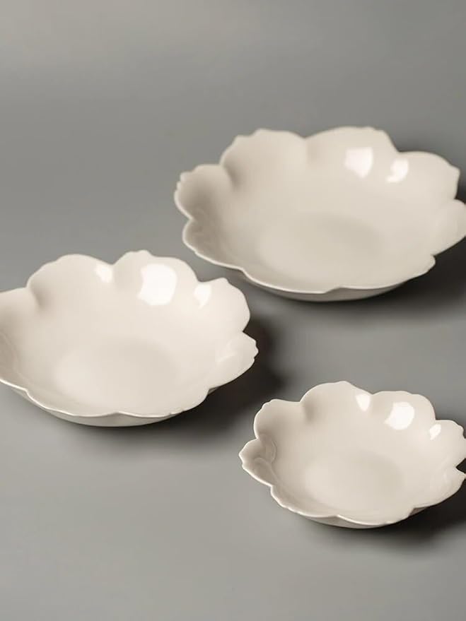 SONGCHAO Party Supplies Ceramic Dinner Plate Solid Color Petal Plate Household Ceramic Plate Creative Light Luxury Dish Plate Hotel Restaurant Tableware Party Plates (Color : 8.2 inches)