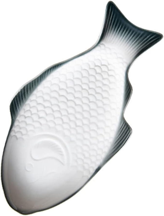 Zerodeko Ceramic Fish Shaped Dish Dark Green Creative Plate for Snacks Appetizers for Home Dining Parties and Restaurants Multi-functional Tableware