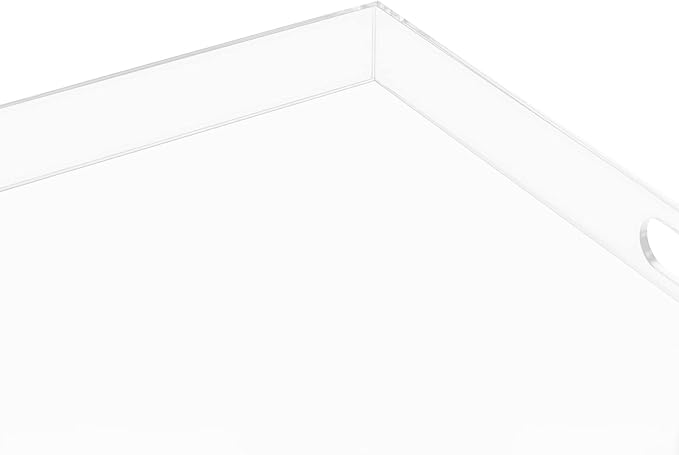 Clear Large Acrylic Round Serving Tray Decorative Trays Countertop Organizer Desserts Coffee Serving Tray with Handles,Spill Proof,for Desk,Nightstand, Sidetable(23.62")