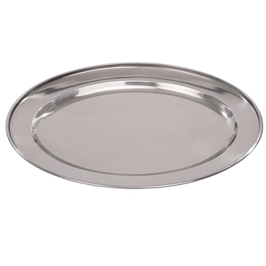 Olympia K363 Oval Serving Tray 12In/289mm Stainless Steel Platter, Silver