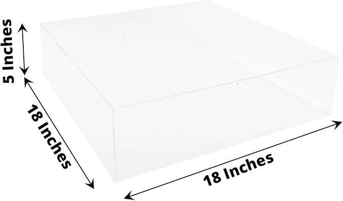 Efavormart 18"X18" | Clear Acrylic Cake Box Stand, Mirror Finish Display Box Pedestal Riser with Hollow Bottom