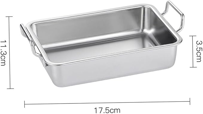 Stainless Steel Double-Handle Food Tray Rustproof BBQ Platter for Snacks Candy and Fried Chicken Serving Party Platter Easy-Clean Silver Tray