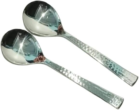 BONA FIDE steel Serving Spoons Set of 4 Indian Dinnerware Serve ware, spoon set size 8 inch long,serving spoon,Traditional Utensils Kitchen Dinning Accessory,