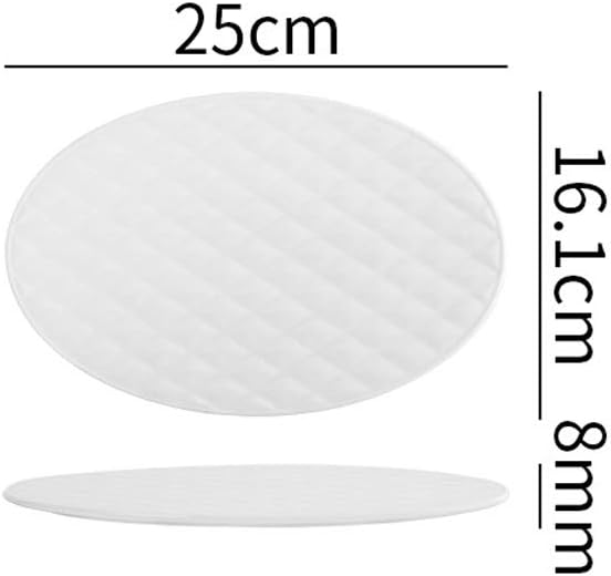 SHINING Ceramic Dessert Appetizer Plates Square And Rectangular Diamond Grain Salad Plates for Fruit Cheese Dessert Lunch (10", Ellipse Plate)