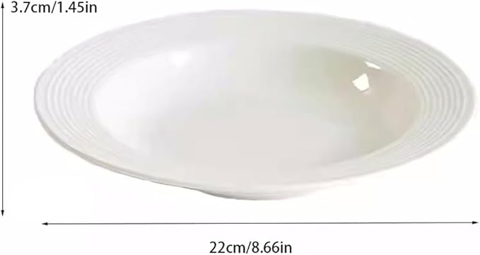 Kitchen Plates Simple Threaded Plate Soup Plate Pasta Western Food Plate Deep Plate Simple Ceramic Household Dish Plate Restaurant Plates