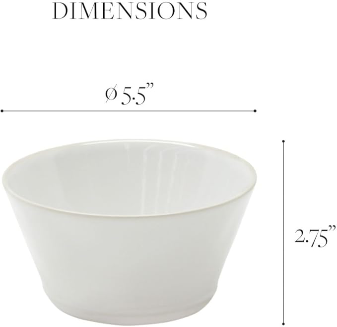 Costa Nova Ceramic Stoneware 15 oz. Soup & Cereal Bowl - Beja Collection, White & Cream | Microwave & Dishwasher Safe Dinnerware | Food Safe Glazing | Restaurant Quality Tableware