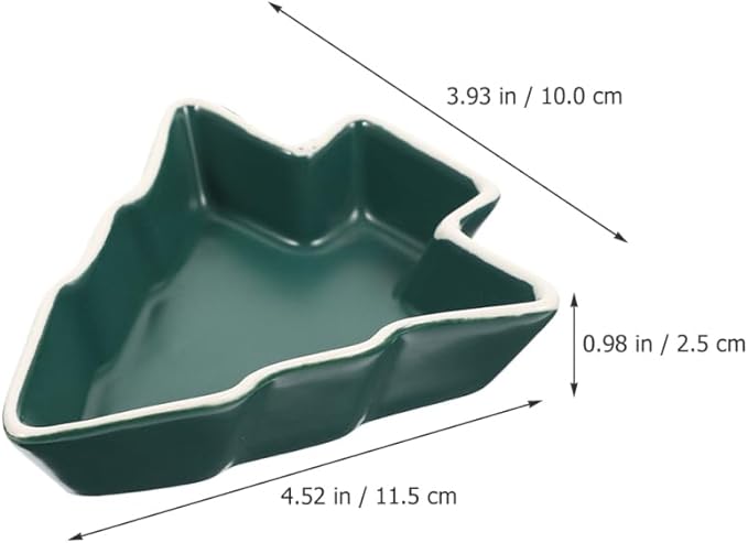 Hemoton Small Christmas Tree Candy Dish, Green Ceramic Xmas Serving Bowl for Snacks Nuts Dips, Mini Holiday Appetizer Plates, Decorative Trinket Tray for Party Hosting