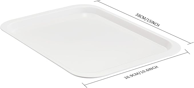 Melamine Serving Trays White 15x10.6 Inch Rectangle Cafeteria Fast Food Trays Breakfast Lunch Dinner Trays for Eating Set of 6,PFW-15106-06