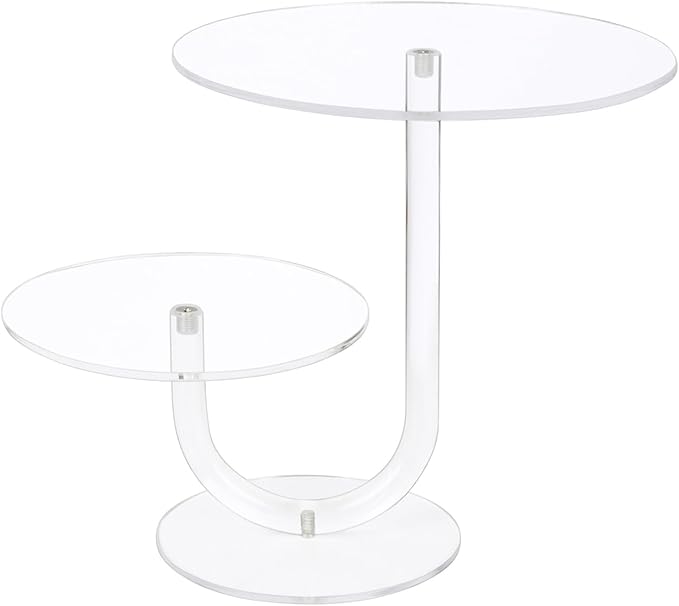 2 Tier Cake Stand Acrylic Cupcake Holder - Premium Dessert Display Stands for Dessert Table - Clear Cupcake and Cake Stand Combo for Weddings, Parties, Events, Decorations - Diameter 6" and 8"