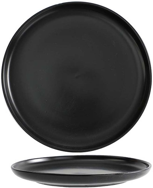 Ceramic Dessert Plates Set of 2,Mini 6 inch Porcelain Round Salad Plates,Serving Appetizer Plates,Black Small Plates Dishes Dinner Plates,Food Dinnerware for Kitchen
