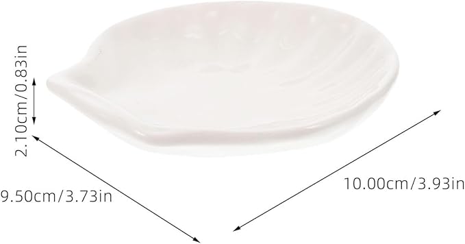 Cabilock Ceramic Shell Shaped Plates Set 6Pcs Seashell Appetizer Plates for Snacks Desserts and Home Dining 4 Inch Small White Shell Dish for Breakfast and Entertaining