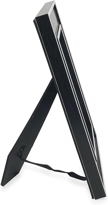 Isaac Jacobs 5x7 Black w/White (Vertical & Horizontal) Double Border Picture Frame w/Black Fabric Easel, Wall-Mountable, Made for Tabletop & Gallery, Home or Office (5x7, Black W/White)