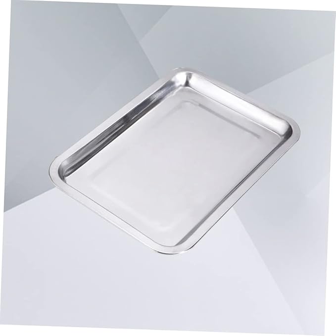 Thickened Stainless Steel Grill Tray 43x33cm Flat Square BBQ Pan for Outdoor Cooking Heavy Duty Serving Dish for Fish and Vegetables