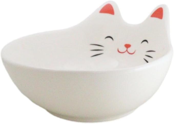 Ebros Gift Pack Of 4 Maneki Neko Lucky Cat Small 4.75" D Appetizer Snack Serving Coupe Plates Dish Flat Bowls For Hors D'oeuvres Sushi Ice Cream Serveware