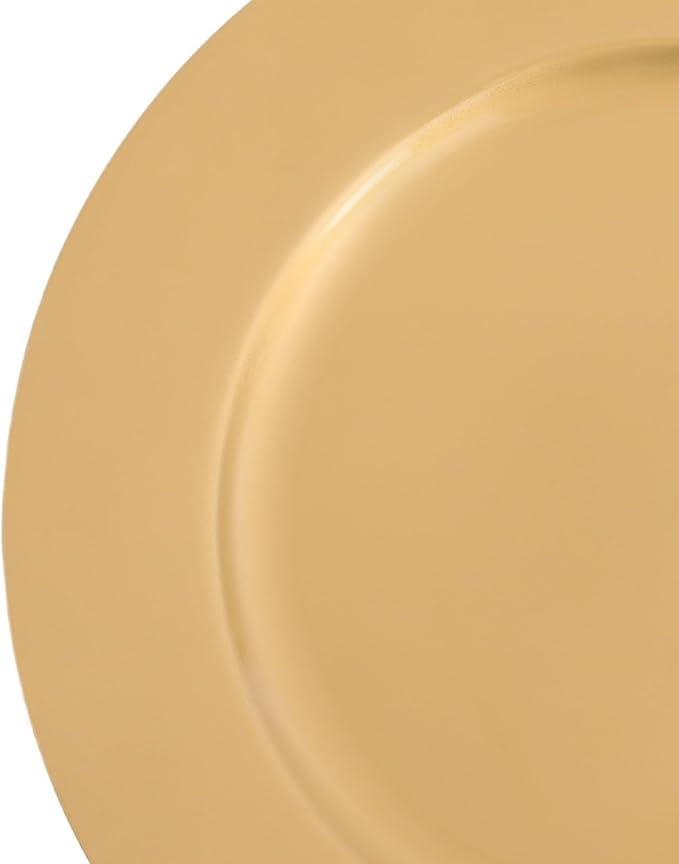 Gold Plastic Charger Plates Set of 100, 13” Reusable Party Chargers for Dinner Plates, Elegant Round Service Plate Chargers Bulk Decorative for Wedding, Catering Table Decor