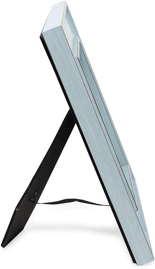 Isaac Jacobs 4x6 Blue w/Brown (Vertical & Horizontal) Double Border Picture Frame w/Black Fabric Easel, Wall-Mountable, Made for Tabletop & Gallery, Home or Office (4x6, Blue W/Brown)
