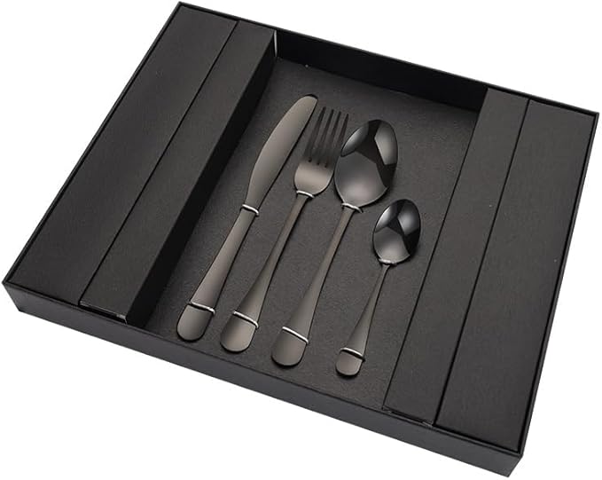 Stainless Steel Flatware Serving Set,Home Kitchen Eating Tableware Set,Dishwasher Safe,for Home Kitchen Restaurant Hote 24-Piece Stainless Steel Knife and Fork Set(Gold)(Black)