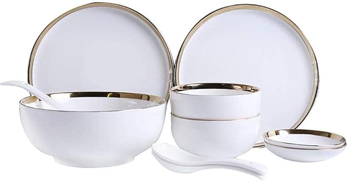Dinner Sets Dishes/Plate/Bowl Set,10-Piece White Porcelain Dinnerware Ceramics Tableware Set Service for 2 People