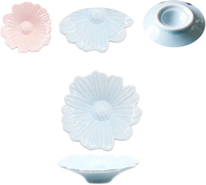 Appetizer Bowls 2Pack Sauce Dish Set Flower Shape Ceramic Dipping Bowls Appetizer Plates Mini Condiment Sauce Dishes Soy Sauce Vinegar Snack Seasoning Salad Bowls (Color : Pink)