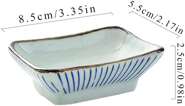 GeRRiT Snack Serving Dishes Ceramic Appetizer Plates 3.35 Inch Japanese Style Dipping Sauce Dishes Rectangle Soy Sauce Dipping Bowls Dessert Sushi Sauce Seasoning Dish Dessert Dishes