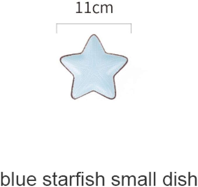 Porcelain plateOcean Style Ceramic Plate Tableware Whale Fish Dish Shell Starfish Trumpet-blue starfish small