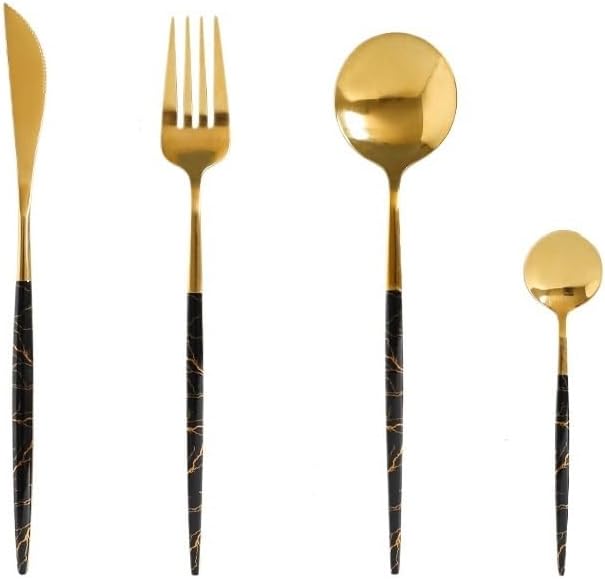Stainless Steel Flatware serving set,Home Kitchen Eating Tableware Set,Dishwasher Safe,For Home Kitchen Restaurant Hote 4/16/24/32 Pieces Stainless Steel Tableware Creative Polka Dot Hotel Home Main M