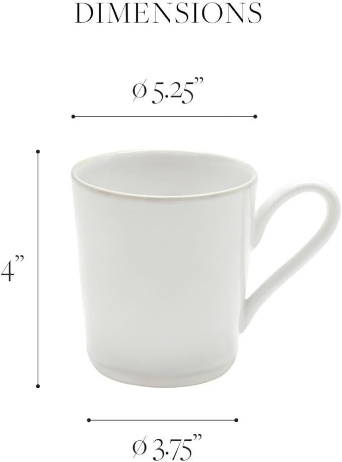 Costa Nova Ceramic Stoneware 12 oz. Mug - Beja Collection, White & Red | Microwave & Dishwasher Safe Dinnerware | Food Safe Glazing | Restaurant Quality Drinkware