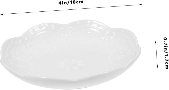 2pcs Embossed Ceramic Appetizer Plates Versatile Sauce Dishes for Soy Sauce Oil Seasonings Elegant White Design for Home Parties and Gifts