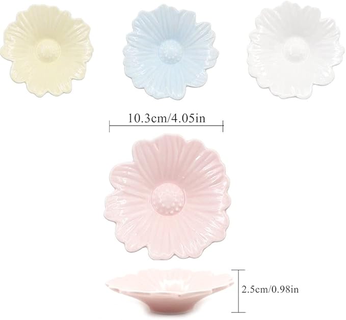 Appetizer Bowls 2Pack Sauce Dish Set Flower Shape Ceramic Dipping Bowls Appetizer Plates Mini Condiment Sauce Dishes Soy Sauce Vinegar Snack Seasoning Salad Bowls (Color : Pink)