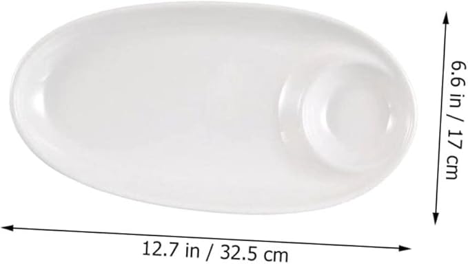 Amosfun Decorative Ceramic Appetizer Plate Divided Food Serving Tray for Dips Snacks and Sushi for Home Restaurant and Parties Easy to Clean and Dishwasher Safe