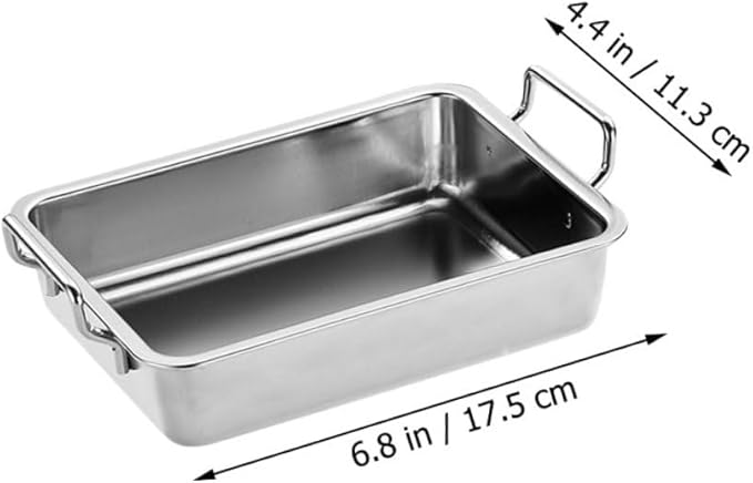 VILLCASE Stainless Steel Food Serving Tray with Handles Small Multi-Purpose Vegetable Plate Rustproof Silver Platter for Snacks Fruits and Roasted Dishes Easy-Clean Kitchen Tray