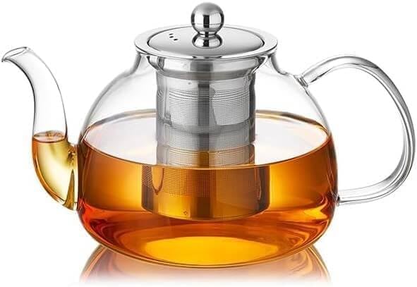 Glass Teapot with Infuser 60OZ (1800ml) Stovetop Safe, Clear Glass Tea Pot Kettle, Borosilicate Tea Pot with Infusers Filter for Loose Tea, Tea Kettle Dishwasher Safe