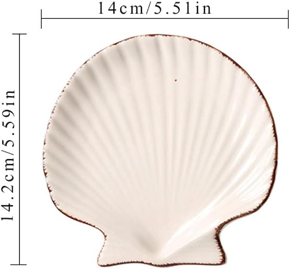 Ceramic cutlery salad bowl Set of 2 Sauce Dish Ocean Shell Fish Shape Ceramic Appetizer Plates Snack Fruit Sushi Dessert Jewelry Plates Dinnerware Trays Home Decoration small bowl (Siz