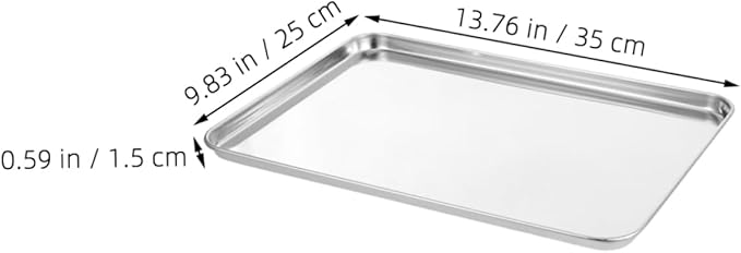 Zerodeko Stainless Steel Serving Tray 2pcs Rectangular Food Plate for Cold Noodle Making Sturdy Non-Slip Design for Home Kitchen and Restaurant