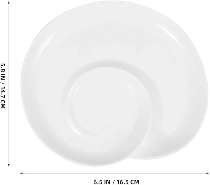 Divided Dumpling Plate with Sauce Compartment 6.49X5.78In Ceramic Food Server Tray for Snacks Appetizers and Breakfast Serving