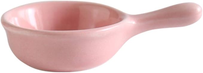Ceramic Sauce Dish with Handle Seasoning Dish Sushi Soy Dipping Bowl Appetizer Plates for Wedding Home Party 40ML-Pink