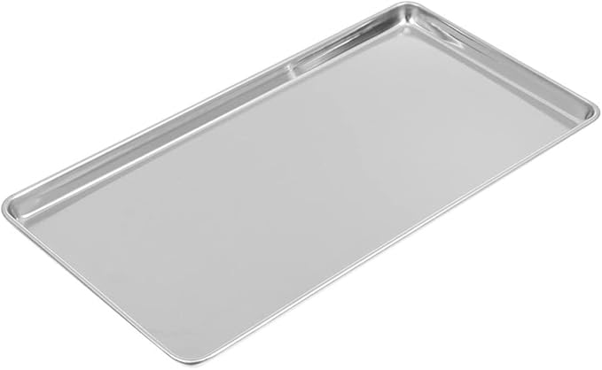 Cabilock Stainless Steel Rectangular Snack Plate Sturdy Restaurant Serving Tray Non-Slip Food Container for Banquets and Parties Dishwasher Safe for Rice Noodles and Desserts
