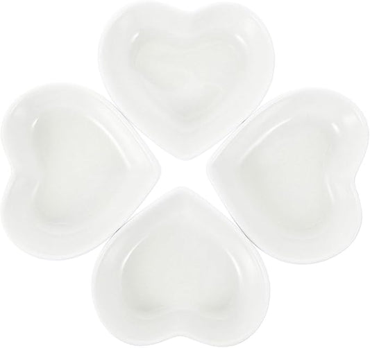 Garneck 4pcs Heart Shaped Ceramic Dipping Sauce Dish Appetizer Plates for Soy Sauce Condiments and Seasoning for Home Dining and Parties