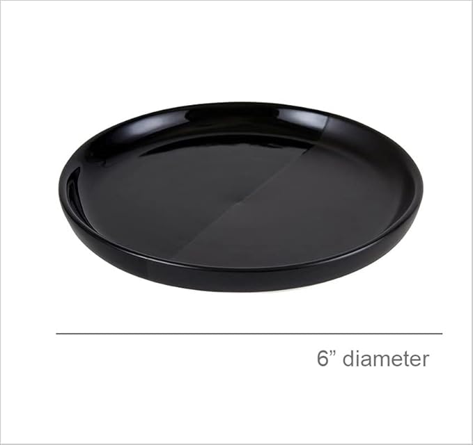 Santa Barbara Design Studio Appetizer Plates TableSugar Dipped Ceramic Tapas Plates, Set of 4, Glossy/Matte Black, Set of 4