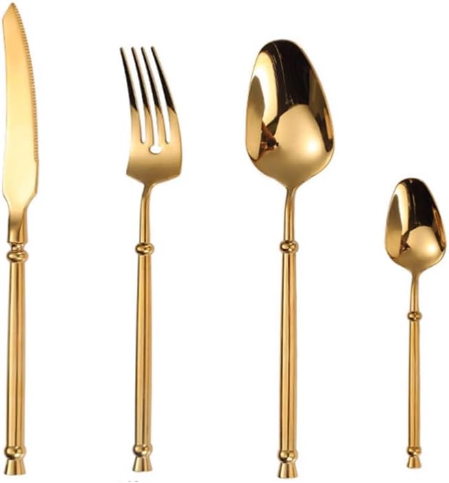 Exquisite Stainless Steel Cutlery Set Knife Fork Spoon Silverware Set Mirror Polished Flatware Set Kitchen Utensils Dessert Spoon Practical
